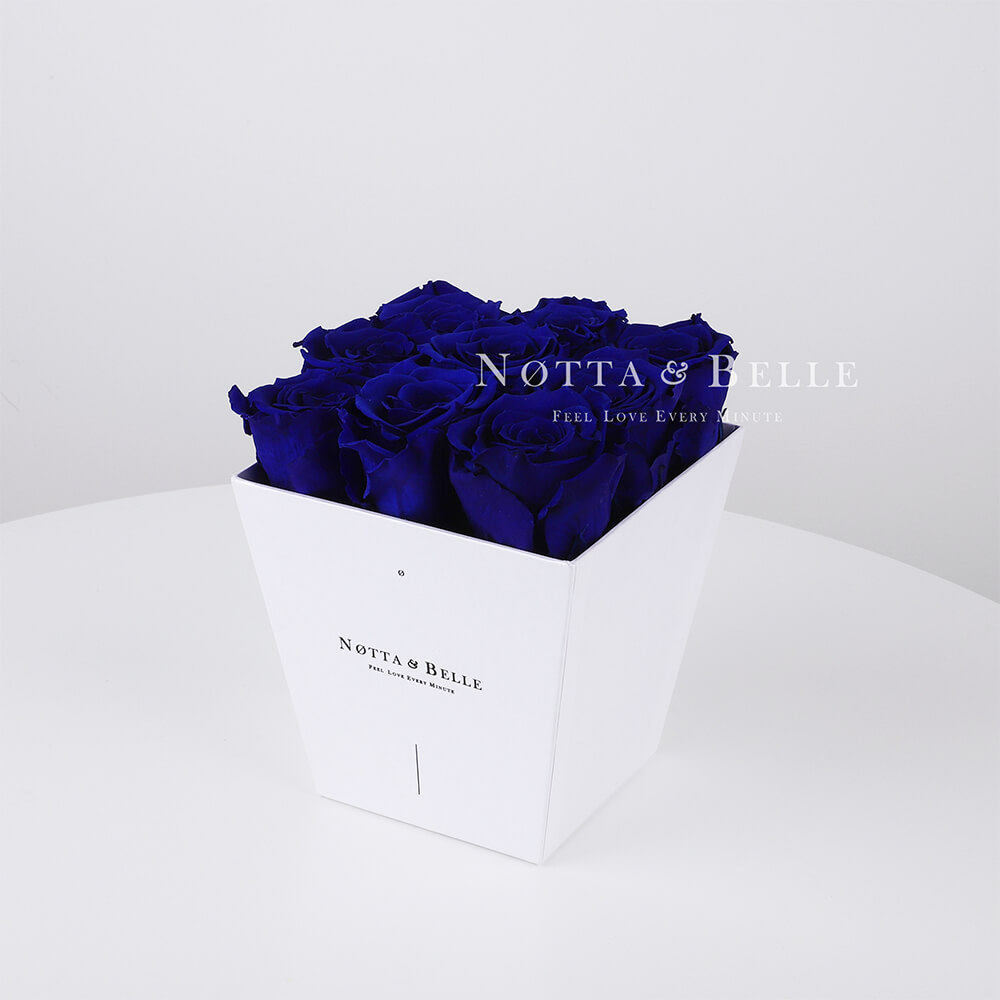 Blue bouquet «Forever» in a white box - 9 roses