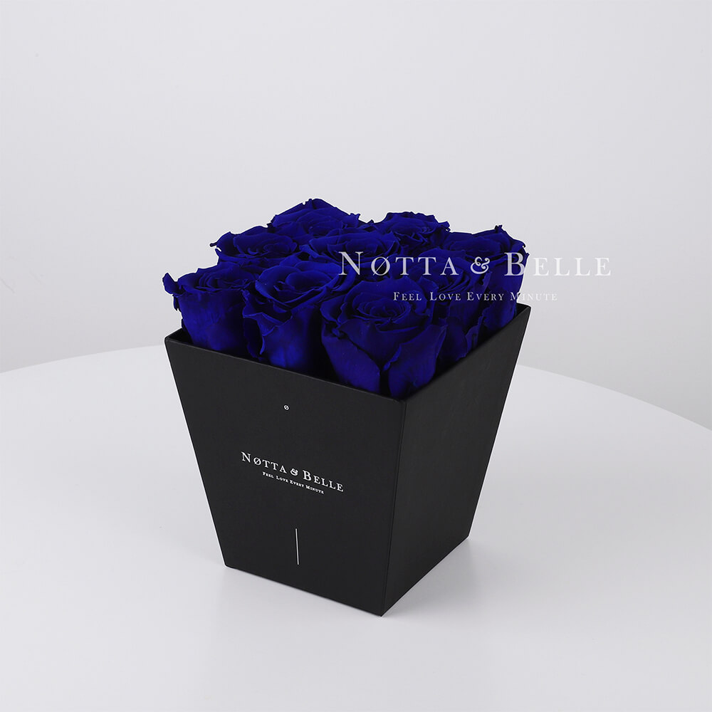 Blue bouquet «Forever» in a black box - 9 roses