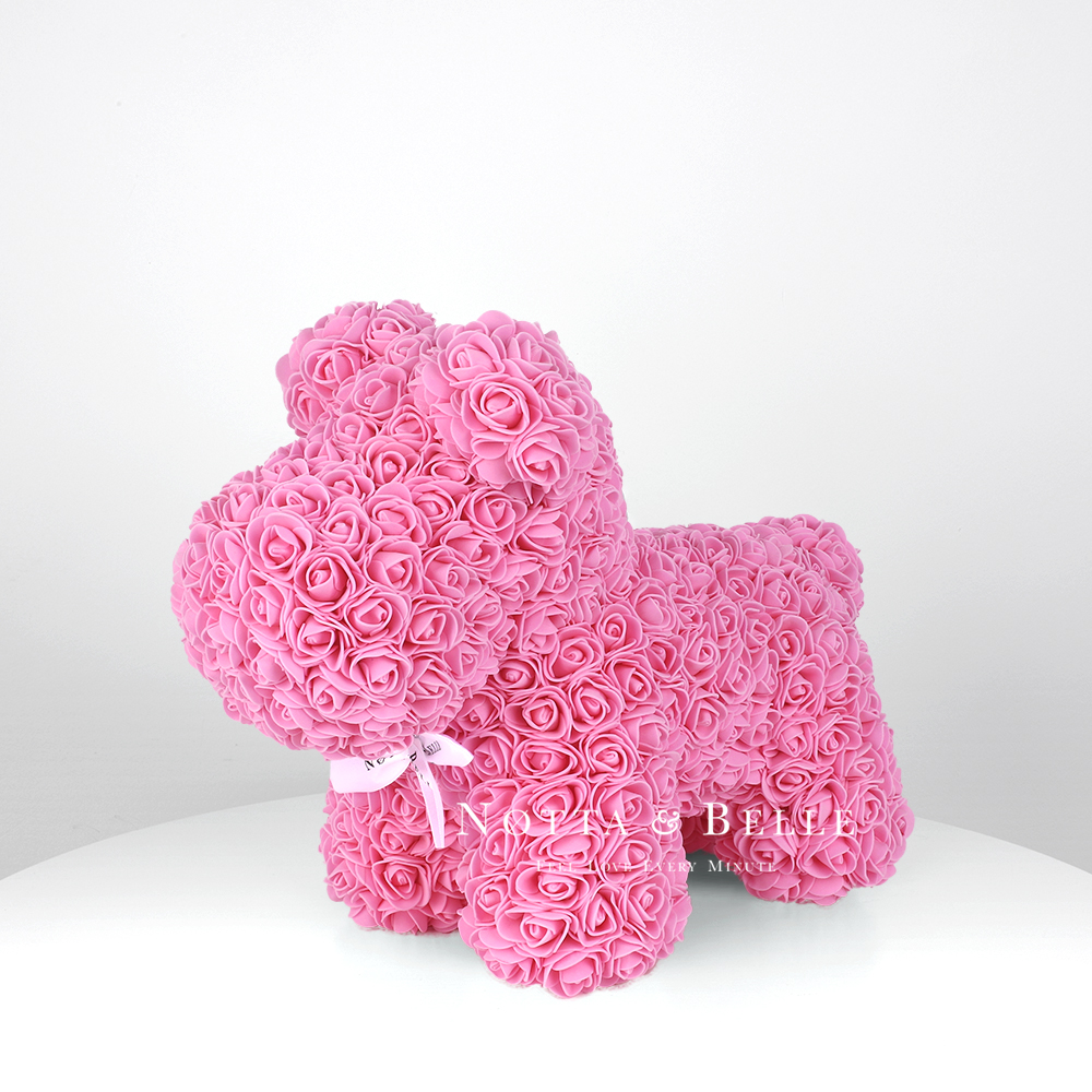 Perrito rosa de rosas - 35 cm