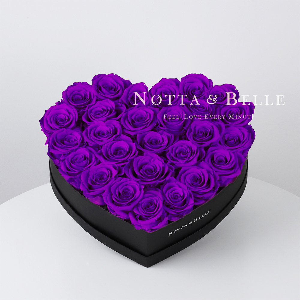 Mazzo colore viola «Love» in una scatola nera - 27 pz.