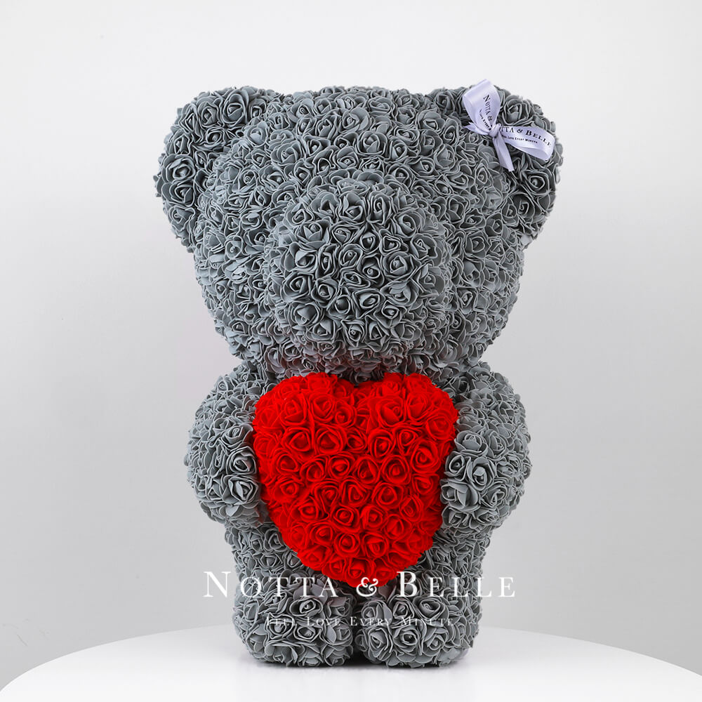 Grey Rose Bear with a heart - 22 in.